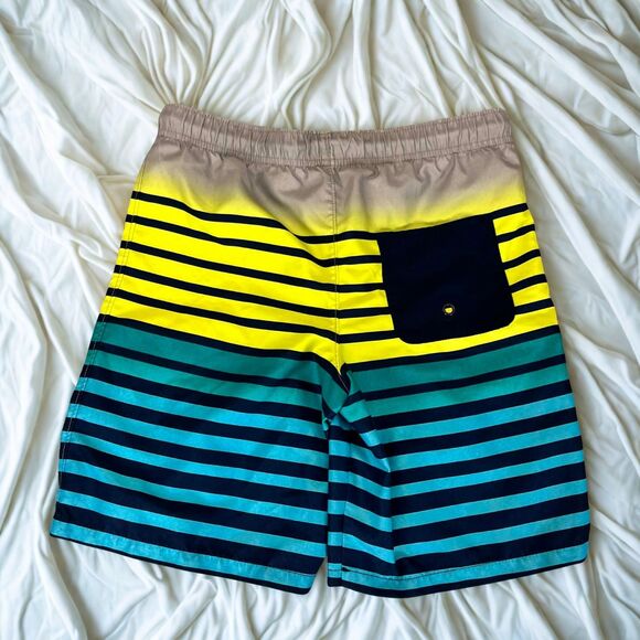 Wonder Nation Swim Trunks Boy L 10-12 Striped Board Shorts Mesh Lined Drawstring - Picture 2 of 7